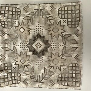 Vintage Glass Beaded Floral & Heart Pattern Clutch Handbag 1940’s-1950’s